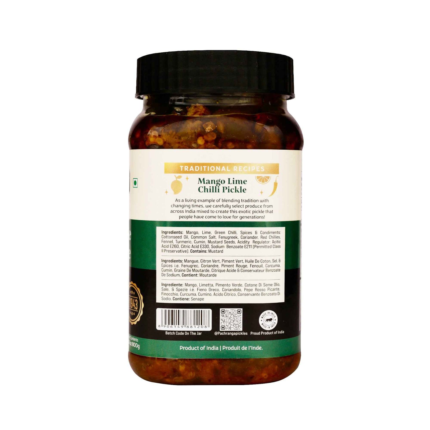 Mango Lime Chilli Pickle - Pachranga International Pickles