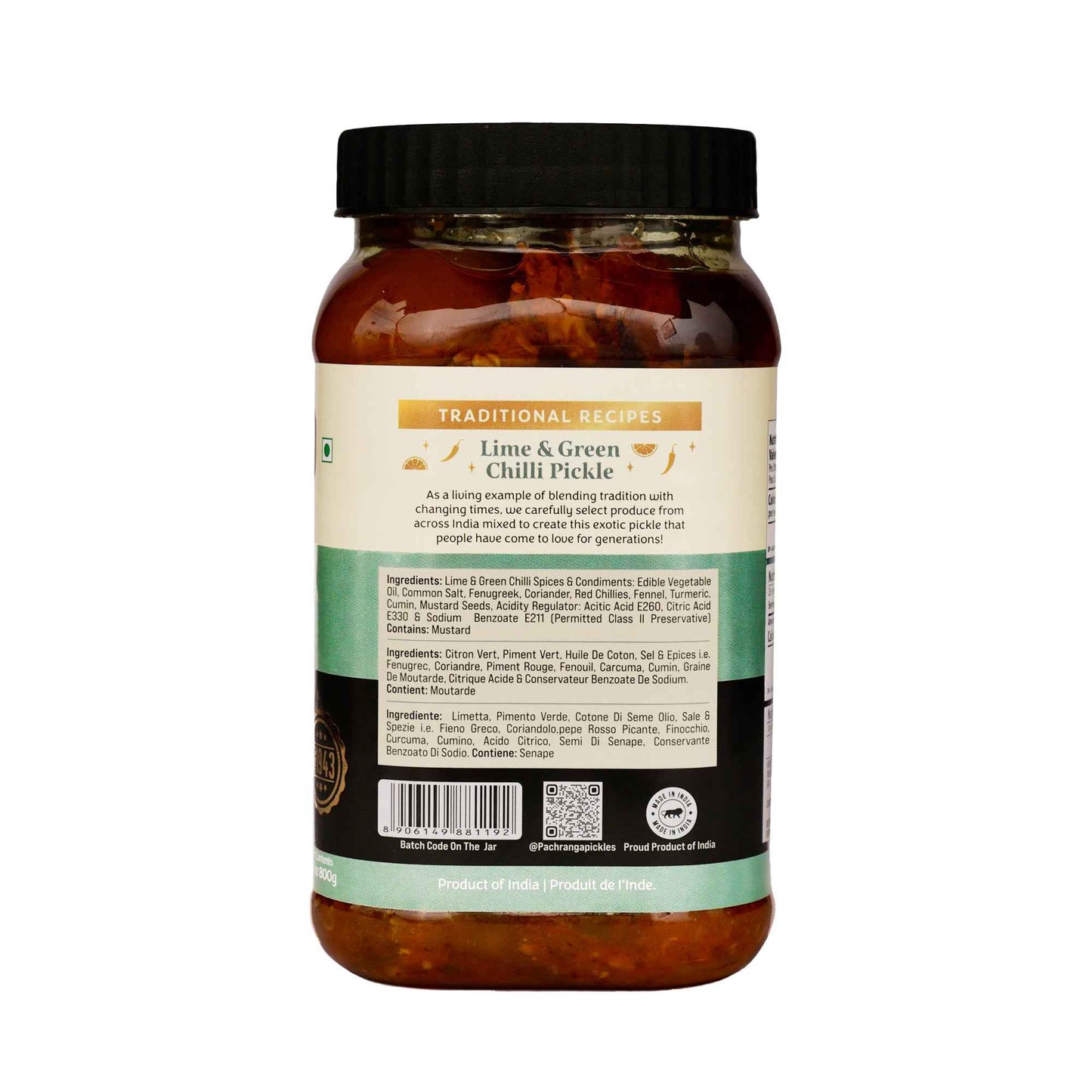 Lime & Green Chilli Pickle - Pachranga International Pickles