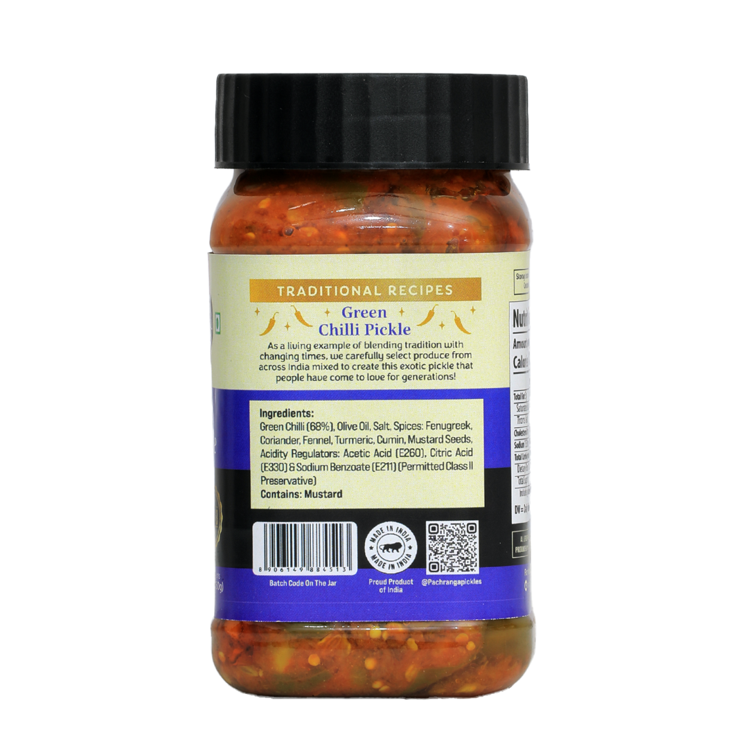 Green Chilli Pickle (Olive Oil) - Pachranga International Pickles