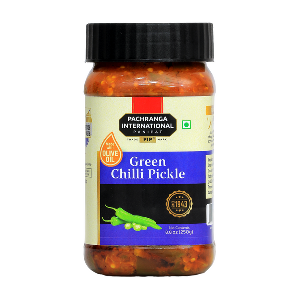 Green Chilli Pickle (Olive Oil) - Pachranga International Pickles