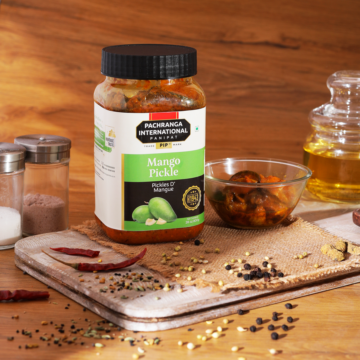 Pickle Combo: Mixed Pickle, Green Chilli Pickle, Mango Pickle, Lime Pickle