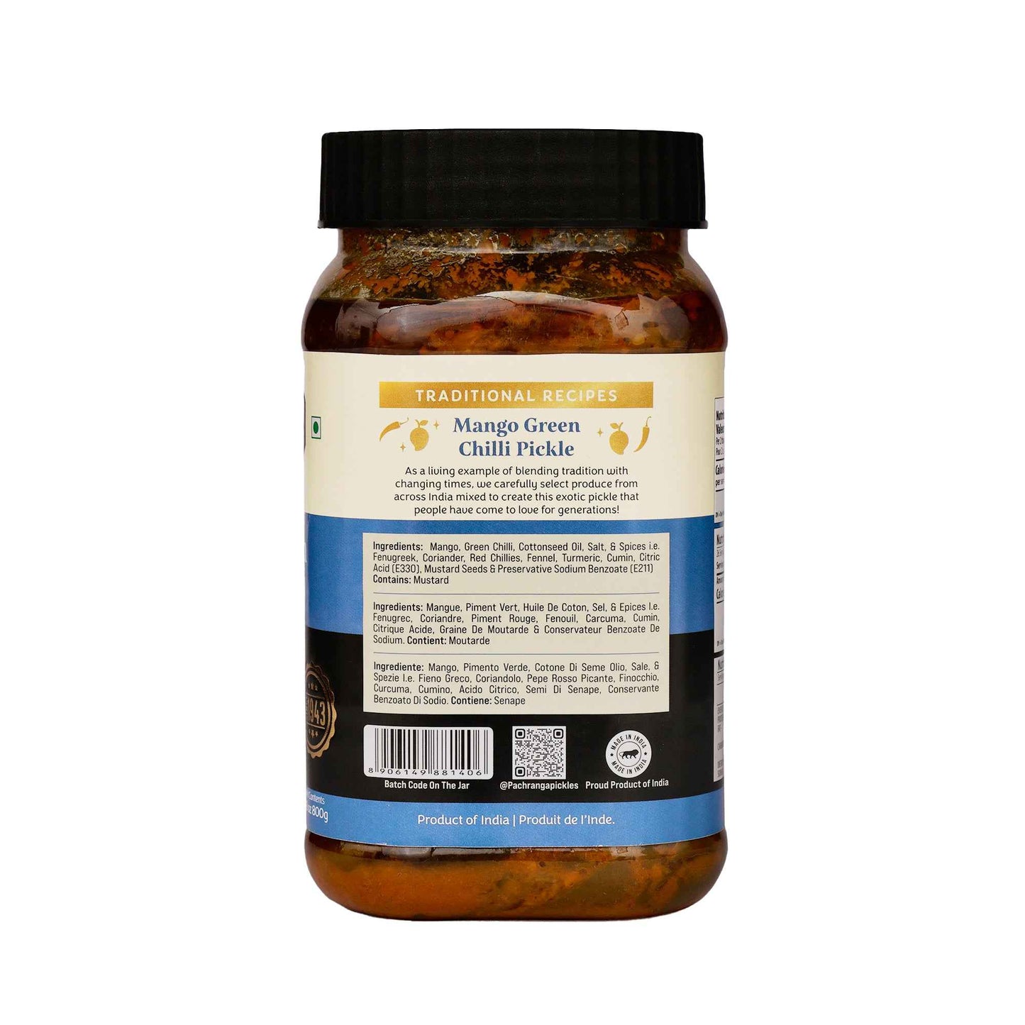 Mango Green Chilli Pickle - Pachranga International Pickles